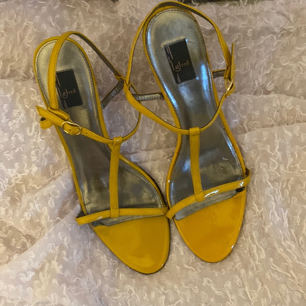 Yellow Ankle Strap Pumps